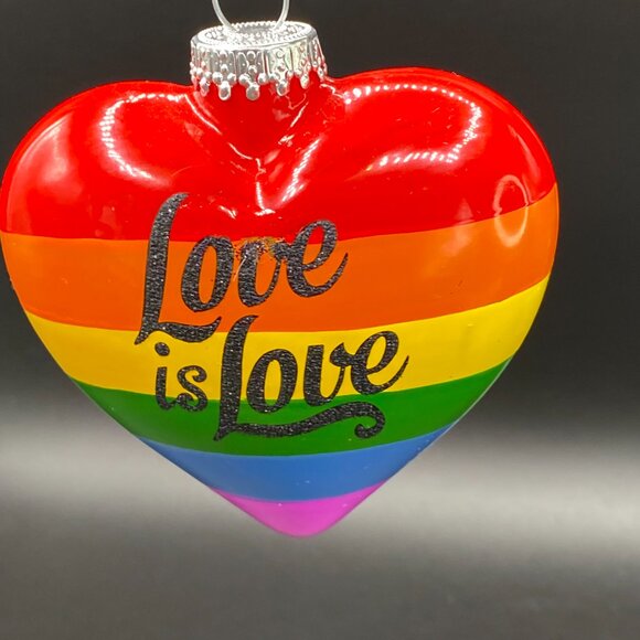 Love is Love Pride Heart Christmas Tree Ornament Holiday Seasonal Decor - Picture 8 of 13